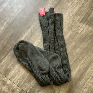 Girls Cozy Gray Knit Over-the-Knee Socks